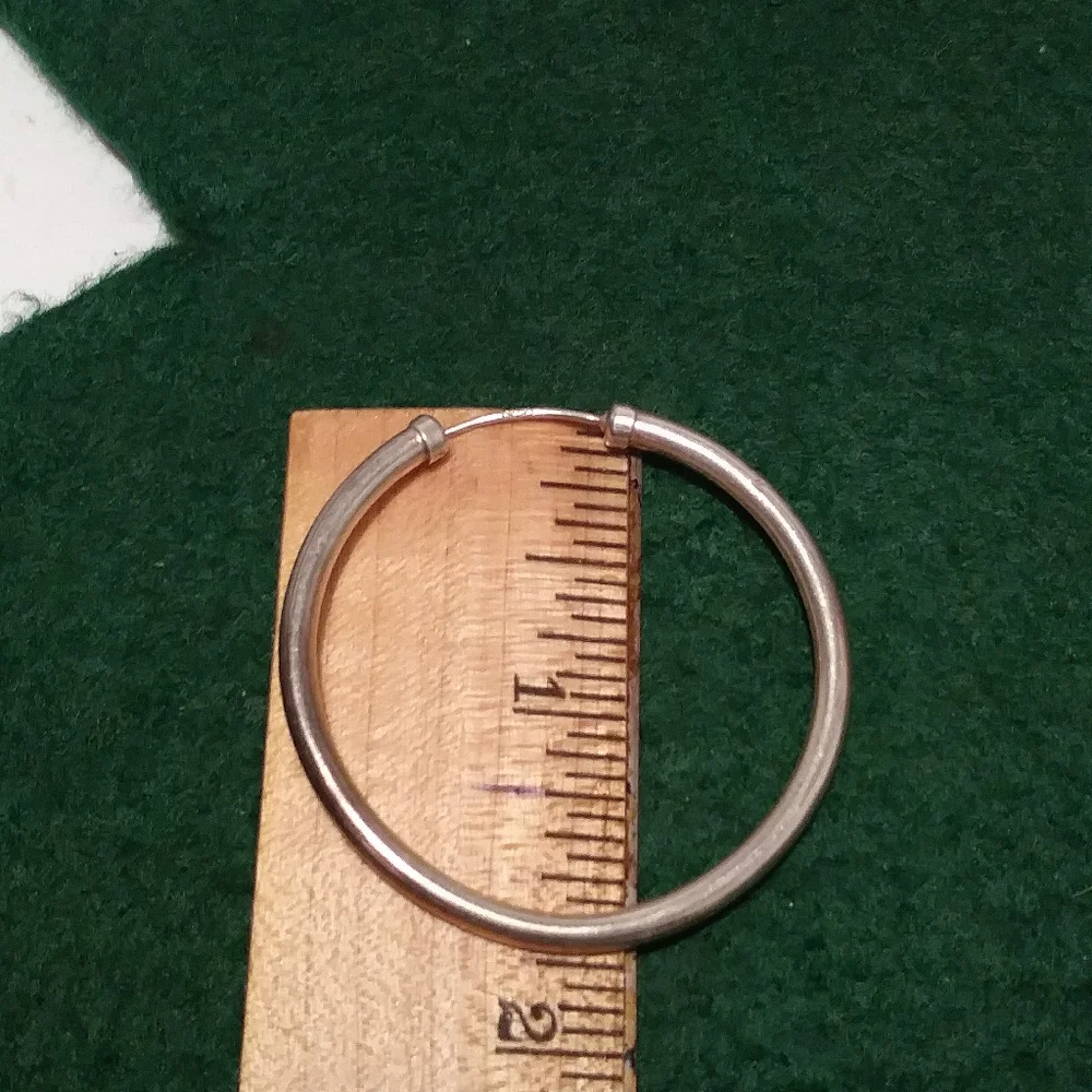 Large Sterling Hoop Earrings - Picture 3 of 3